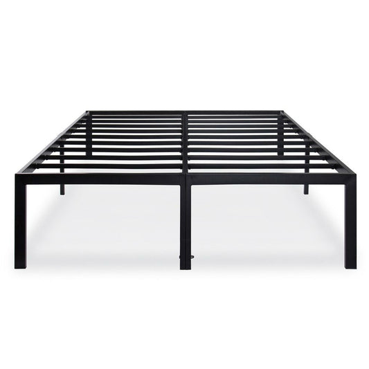 Bedroom > Bed Frames > Platform Beds - Queen 18-inch High Rise Heavy Duty Black Metal Platform Bed Frame