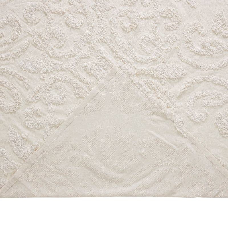Bedroom > Quilts & Blankets - Queen Size 100-Percent Cotton Chenille 3-Piece Coverlet Bedspread Set In Ivory