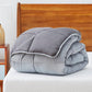 Bedroom > Comforters And Sets - Queen Size All Seasons Plush Light/Dark Grey Reversible Polyester Down Alternative Comforter