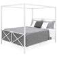 Bedroom > Bed Frames > Canopy Beds - Queen Size Modern Canopy Bed Frame In White Metal Finish