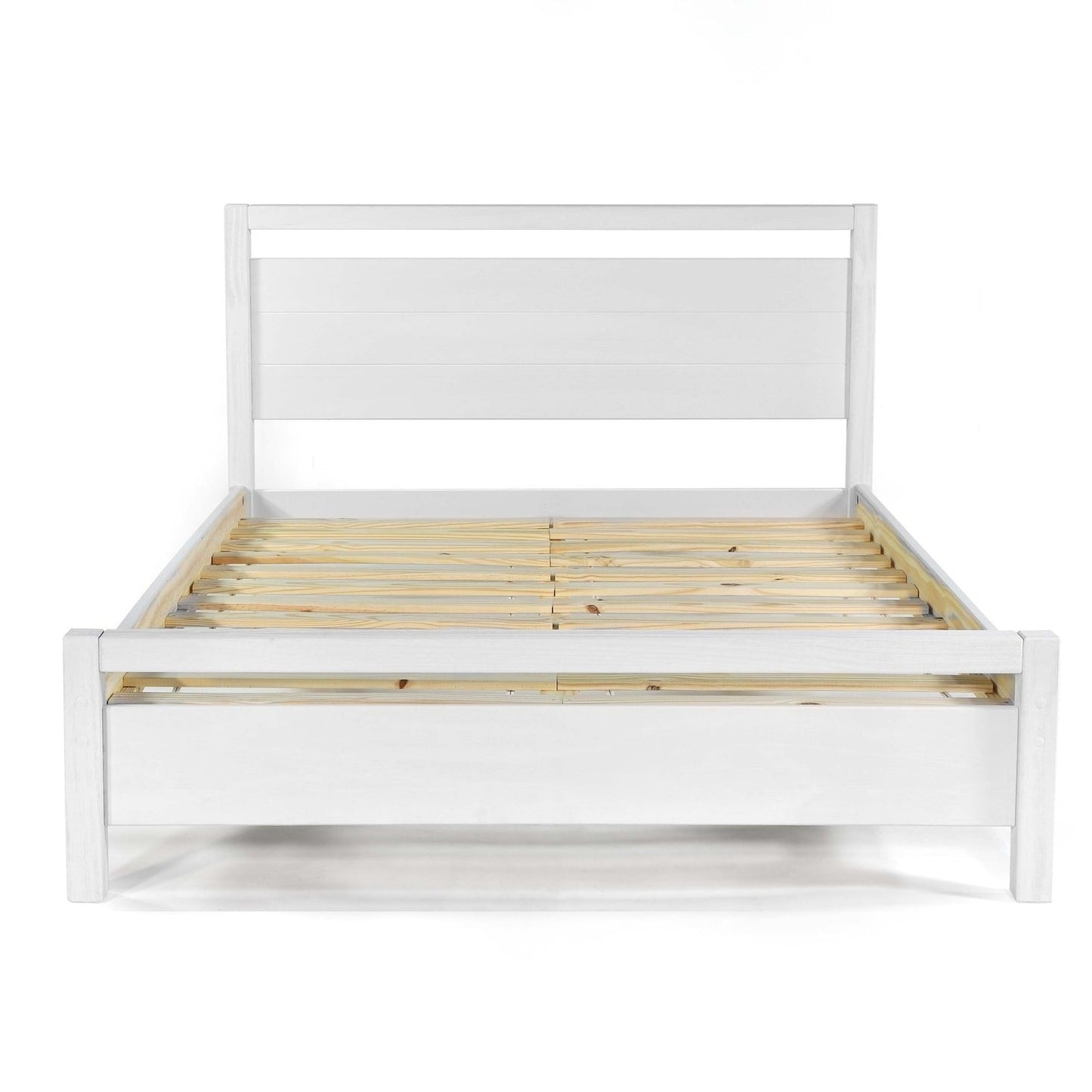 Bedroom > Bed Frames > Platform Beds - Queen Size FarmHouse Traditional Rustic White Platform Bed