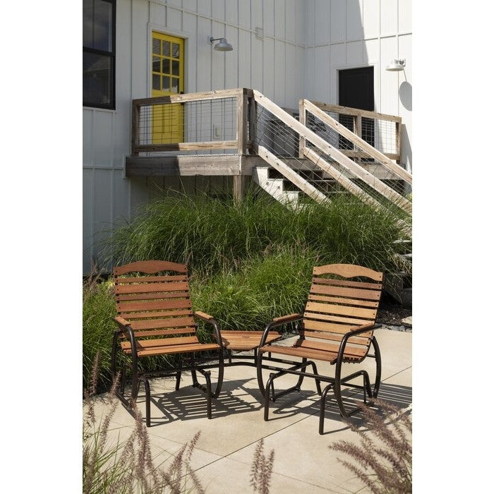 Outdoor > Outdoor Furniture > Porch Swings And Gliders - Modern FarmHome 3 Piece Glider Chairs Set With Side Table