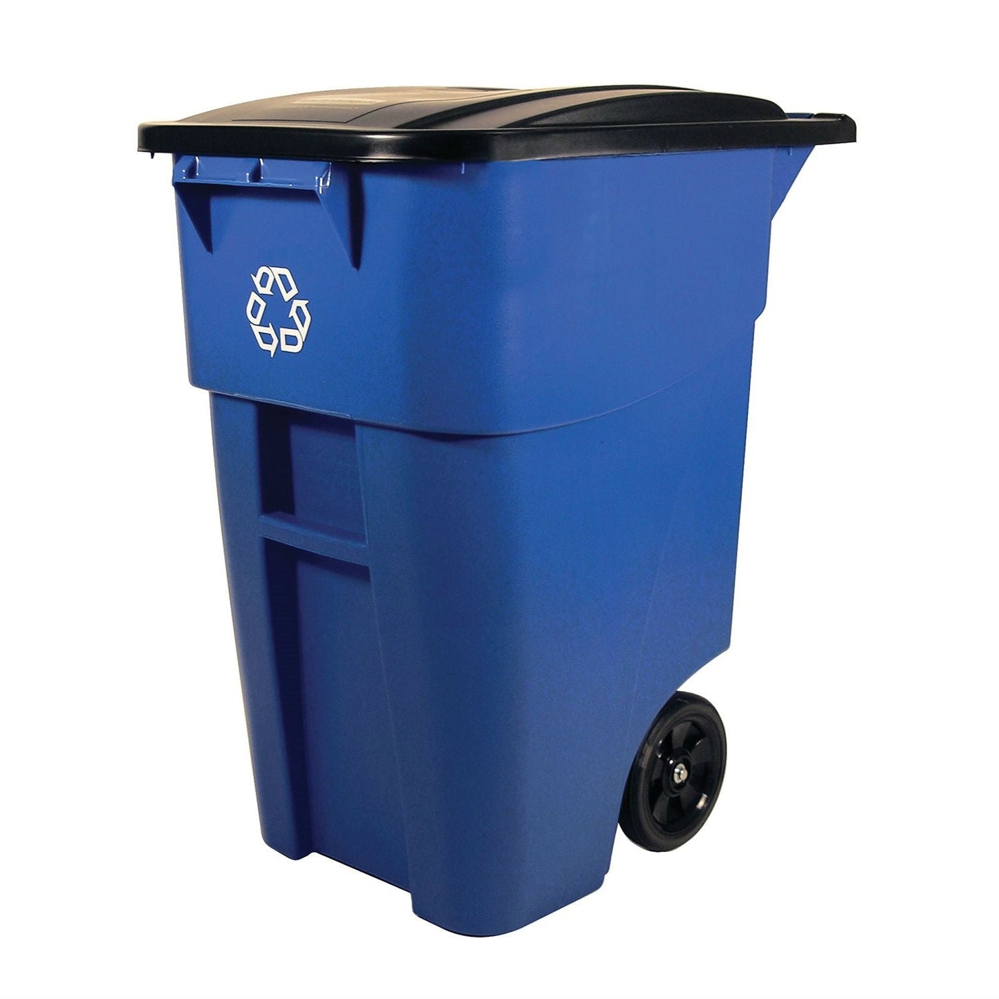 Kitchen > Trash Cans & Recycle Bins - 50 Gallon Blue Commercial Heavy-Duty Rollout Recycler Trash Can Container