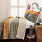 Bedroom > Quilts & Blankets - Full/Queen Size Orange Grey Floral Birds Reversible 3 Piece Quilt Set