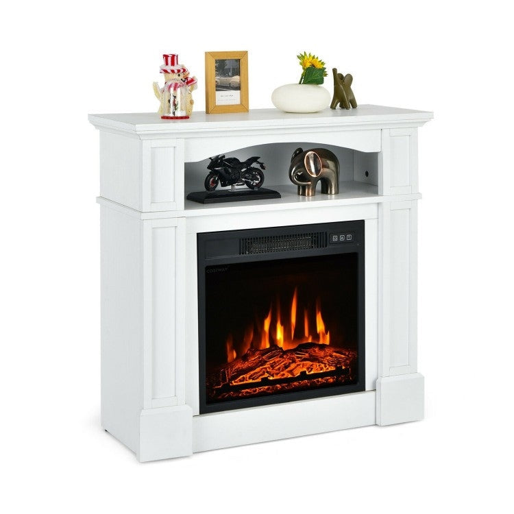 Accents > Electric Fireplaces - 32 Inch 1,400 Watt Electric TV Stand Fireplace With Shelf White