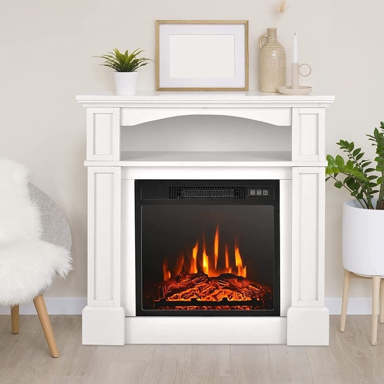 Accents > Electric Fireplaces - 32 Inch 1,400 Watt Electric TV Stand Fireplace With Shelf White