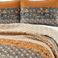 Bedroom > Quilts & Blankets - King Size Orange Grey Floral Birds Reversible 3 Piece Quilt Set