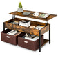 Living Room > Coffee Tables - Rustic FarmHouse Lift-Top Multi Purpose Coffee Table With 2 Storage Drawers Bins