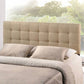 Bedroom > Headboards - Queen Size Modern Beige Tan Taupe Fabric Tufted Upholstered Headboard