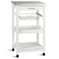 Kitchen > Kitchen Carts - White Kitchen Cart With Storage Drawer And Stainless Steel Top