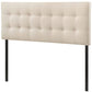 Bedroom > Headboards - Full Size Modern Ivory Fabric Upholstered Button Tufted Headboard