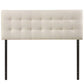 Bedroom > Headboards - Queen Size Modern Ivory Fabric Upholstered Button Tufted Headboard