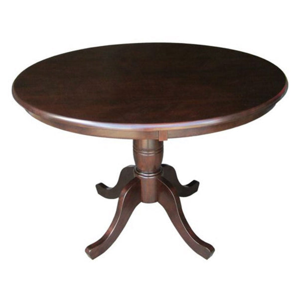 Dining > Dining Tables - Round 36-inch Solid Wood Kitchen Dining Table In Rich Mocha