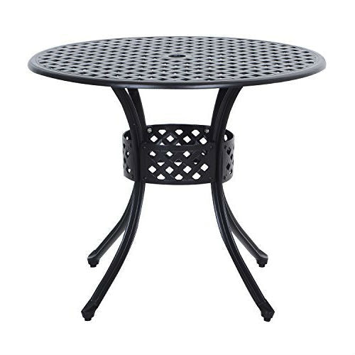 Outdoor > Outdoor Furniture > Patio Tables - Round Metal 36-inch Outdoor Patio Table In Black Cast Aluminum