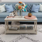 Living Room > Coffee Tables - Contemporary Farmhouse Coffee Table In Rustic White Oak Wood Finish