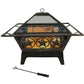 Outdoor > Outdoor Decor > Fire Pits - Square Outdoor Steel Wood Burning Fire Pit With Star Design