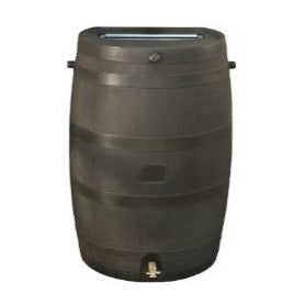 Outdoor > Gardening > Rain Barrels - 50-Gallon Brown Rain Water Collection Barrel With Brass Spigot