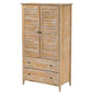 Bedroom > Wardrobe & Armoire - FarmHome Louvered Distressed Driftwood Solid Pine Armoire
