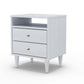 Bedroom > Nightstand And Dressers - Farmhouse Rustic White Mid Century 2 Drawer Nightstand