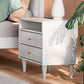 Bedroom > Nightstand And Dressers - Farmhouse Rustic White Mid Century 2 Drawer Nightstand