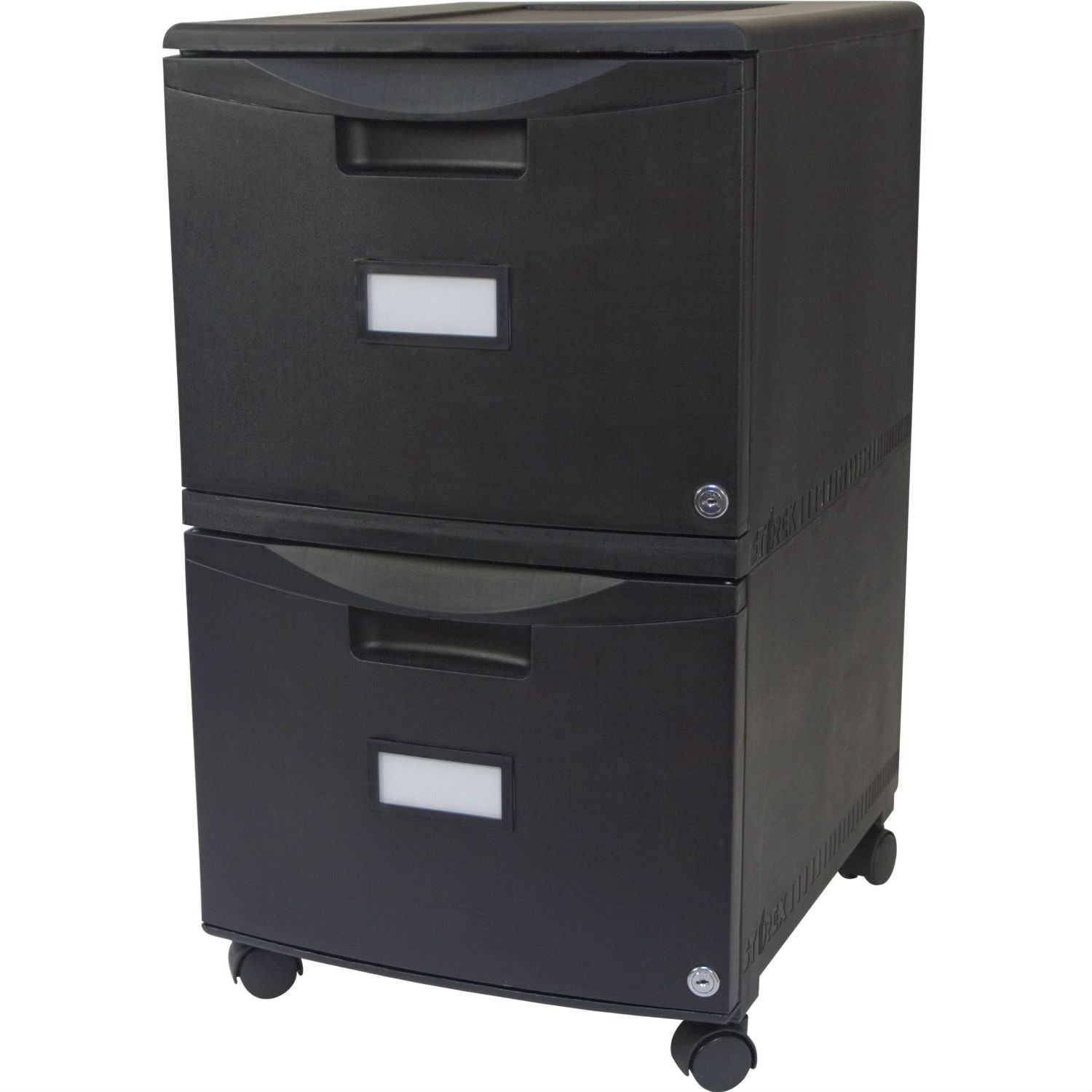 Office > Filing Cabinets - Black 2-Drawer Locking Letter/Legal Size File Cabinet With Casters/Wheels