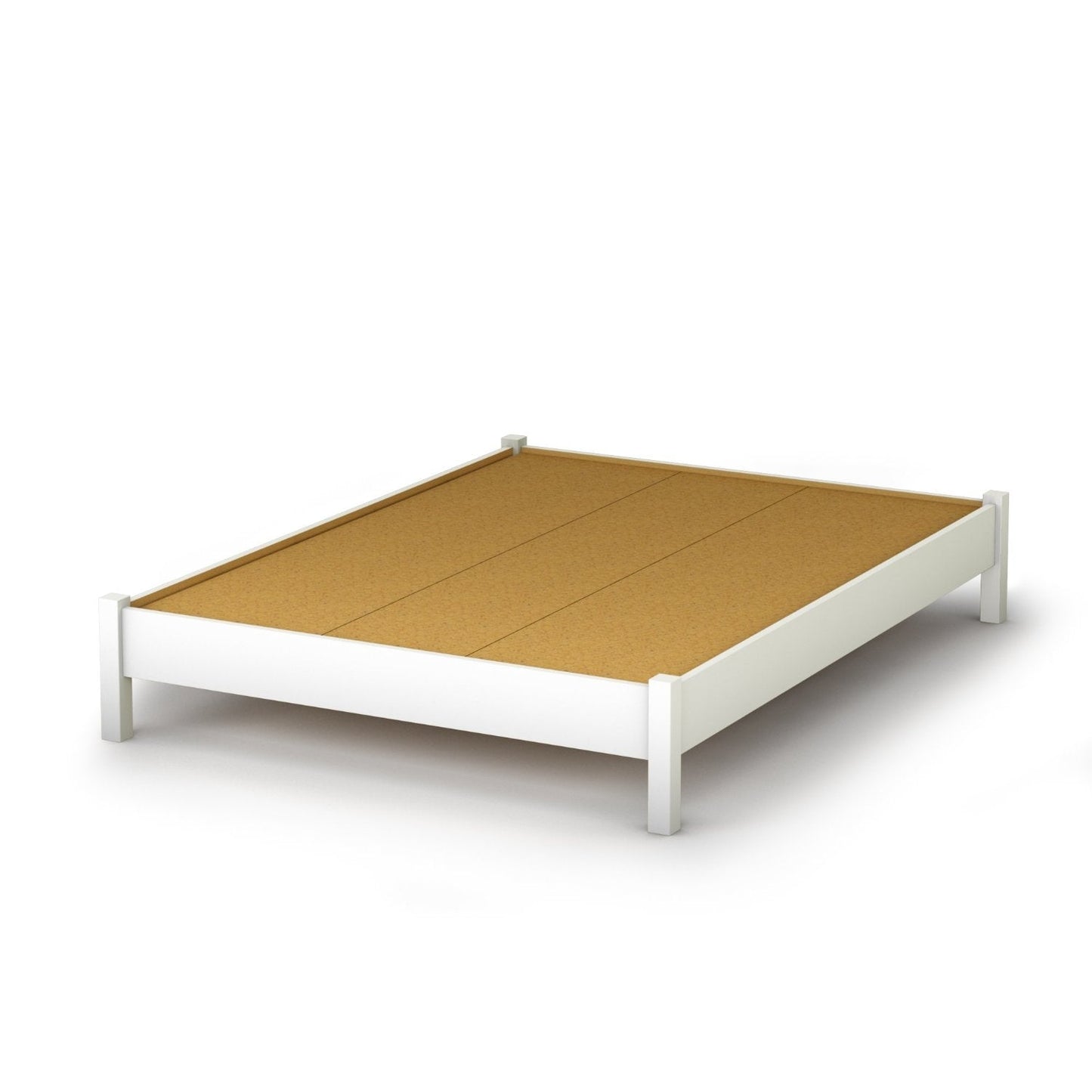 Bedroom > Bed Frames > Platform Beds - Full Size Simple Platform Bed In White Finish - Modern Design