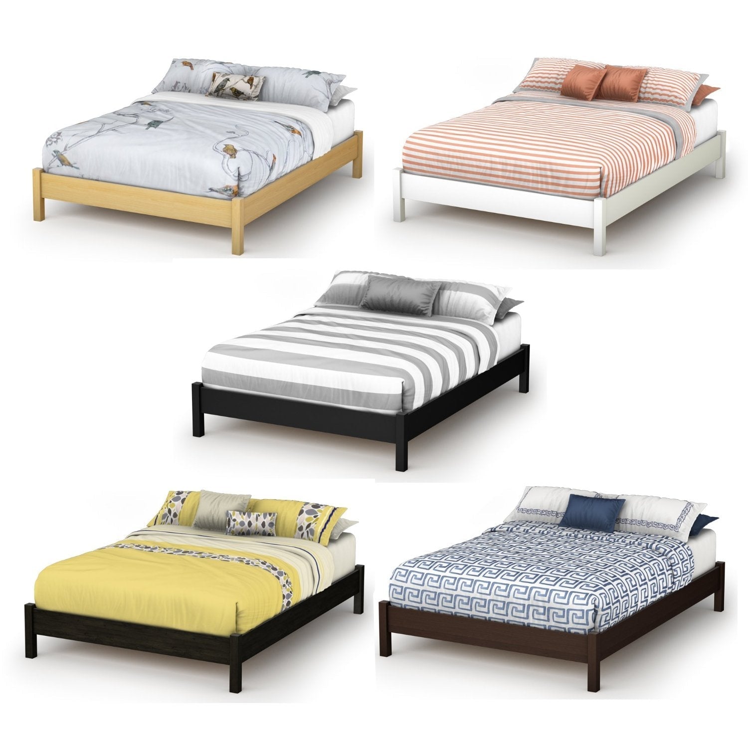 Bedroom > Bed Frames > Platform Beds - Full Size Simple Platform Bed In White Finish - Modern Design
