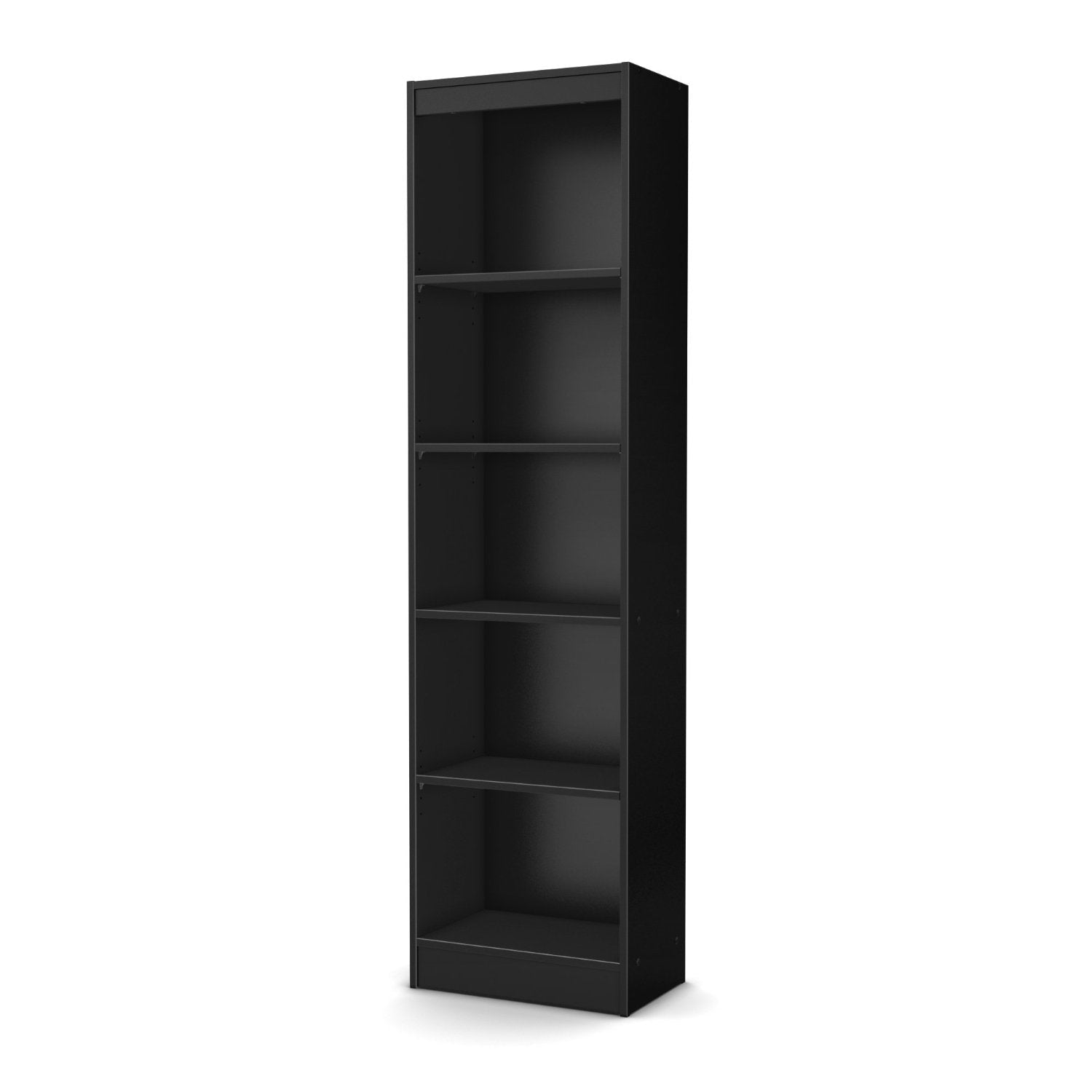 Living Room > Bookcases - 5-Shelf Narrow Bookcase Black Finish