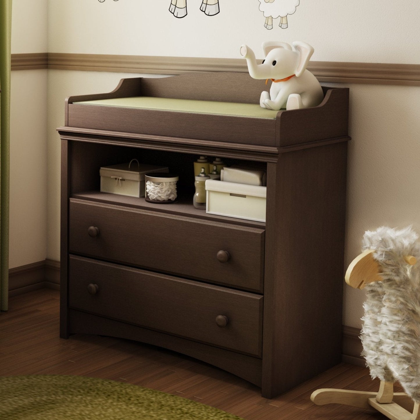 Bedroom > Kids Bedroom - Baby Furniture 2 Drawer Diaper Changing Table In Espresso