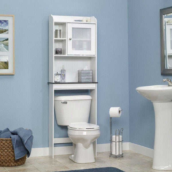 Bathroom > Bathroom Cabinets - White Space Saving Over Toilet Bathroom Cabinet With 2 Adjustable Shelves