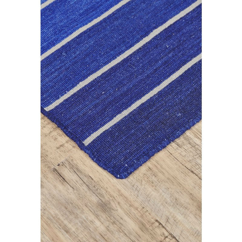 2' x 3' Striped Hand-Tufted Wool/Cotton Blue Area Rug-Novel Home