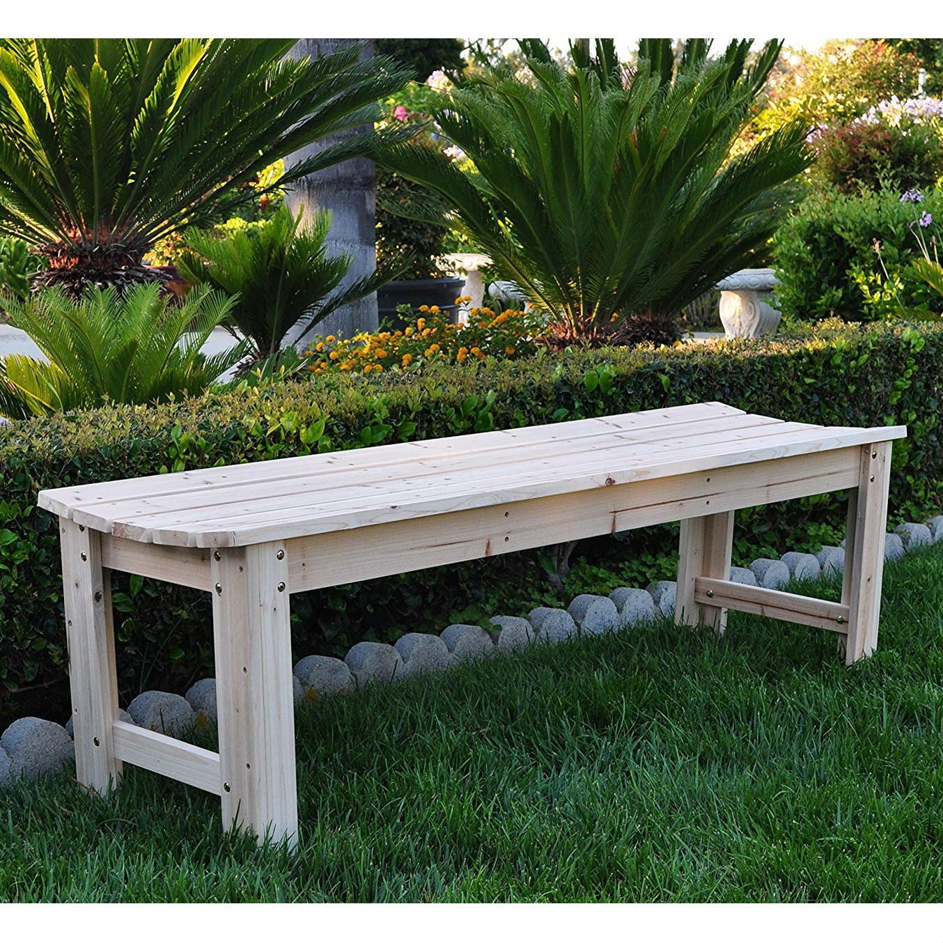 Outdoor > Outdoor Furniture > Garden Benches - 5-Ft Backless Garden Bench In Natural Yellow Cedar Wood