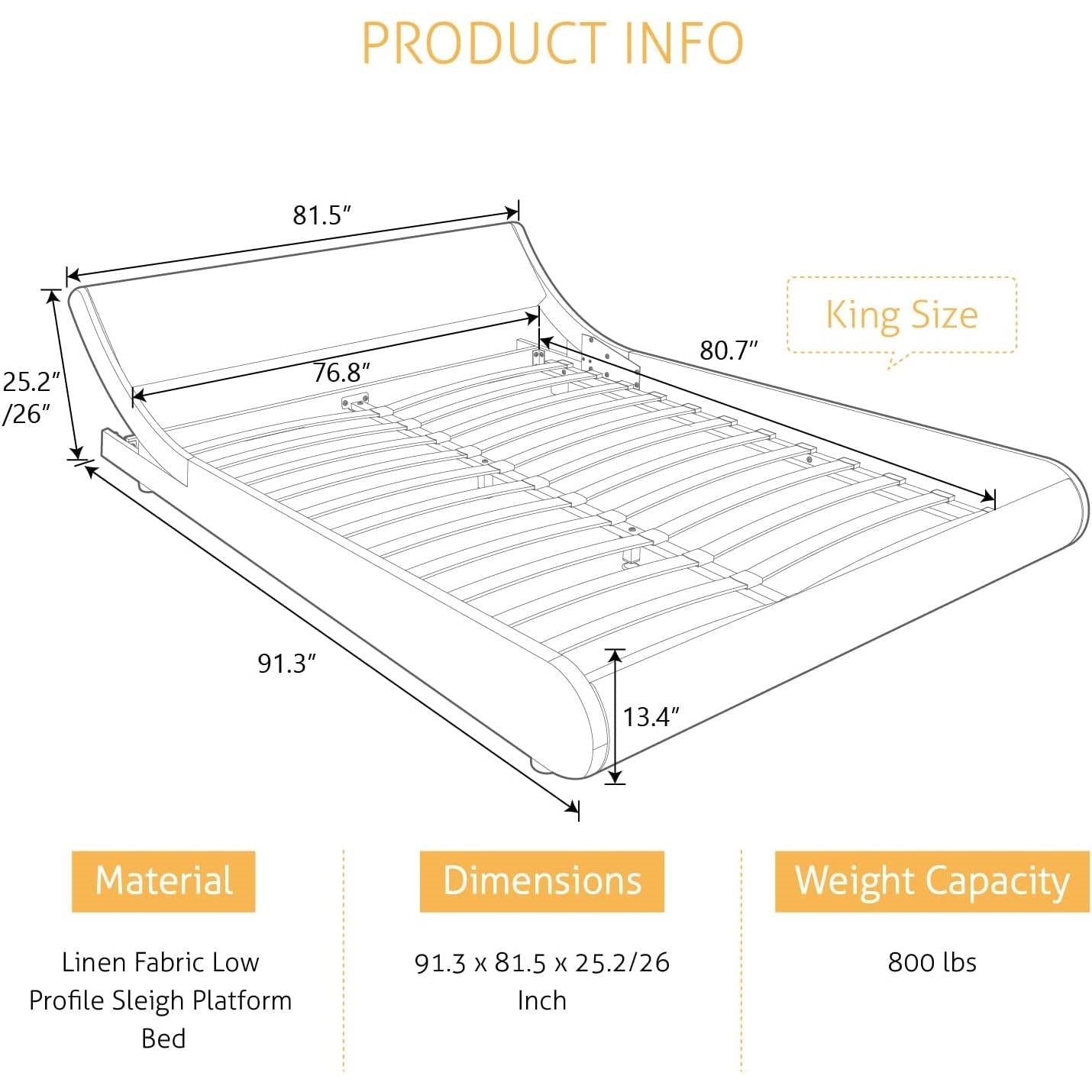 Bedroom > Bed Frames > Platform Beds - King Modern White Faux Leather Upholstered Platform Bed Frame With Headboard