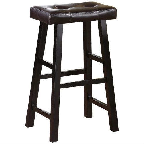 Dining > Barstools - Set Of 2 - 29-inch Espresso Bar Stools With Faux Leather Seat