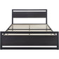 Bedroom > Bed Frames > Platform Beds - Full Black Metal Platform Bed Frame With Wood Panel Headboard And Footboard