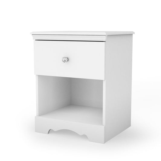 Bedroom > Nightstand And Dressers - Eco-Friendly White Nightstand With Drawer And Open Shelf