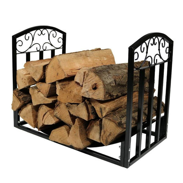 Outdoor > Firewood Racks - Black Metal Indoor Outdoor 2-Ft Firewood Holder Log Rack