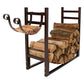 Outdoor > Firewood Racks - Bronze Metal Indoor/Outdoor Firewood Log Rack With Removeable Kindle Holder