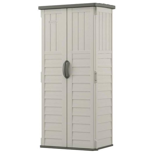 Outdoor > Storage Sheds - Outdoor Heavy Duty 22 Cubic Ft Vertical Garden Storage Shed In Taupe Grey