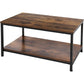 Living Room > Coffee Tables - Heavy Duty Industrial 2-Tier Coffee Table In Rustic Brown Wood Finish