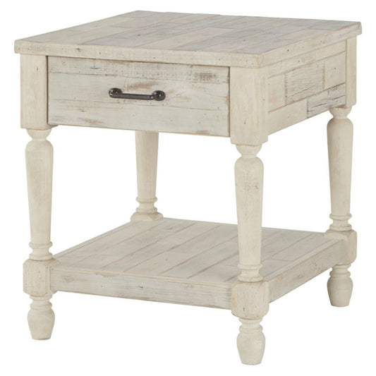 Bedroom > Nightstand And Dressers - Cottage Style 1-Drawer End Table Nightstand In White Wood Finish
