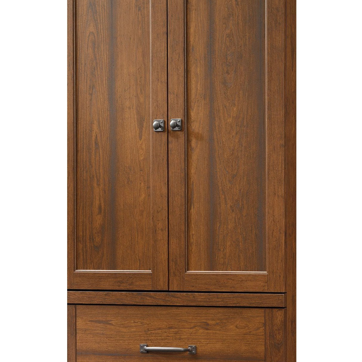 Bedroom > Wardrobe & Armoire - Bedroom Wardrobe Cabinet Storage Armoire In Medium Brown Cherry Wood Finish