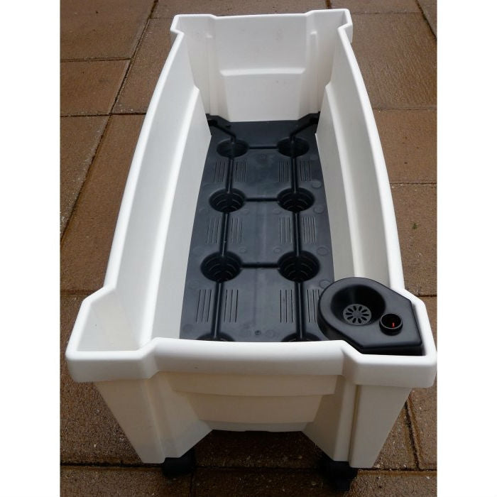Outdoor > Gardening > Trellises - Indoor/Outdoor Grey Polypropylene Self Watering Planter With Trellis On Wheels