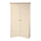Bedroom > Wardrobe & Armoire - Louver 2-Door Storage Cabinet Bed Bath Armoire Wardrobe In Antique White