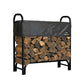 Outdoor > Firewood Racks - Outdoor Firewood Rack 4-Ft Steel Frame Wood Log Storage With Cover
