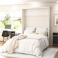 Bedroom > Bed Frames > Murphy Beds And Wall Beds - Full Size Murphy Bed Space Saving Wall Bed Frame In Ivory Oak Finish