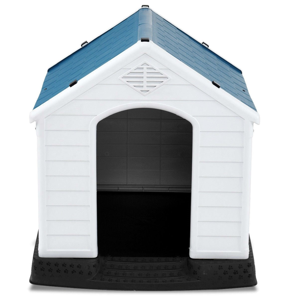 Outdoor > Dog House & Cat Houses - Small Outdoor Heavy Duty Blue And White Plastic Dog House