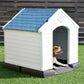 Outdoor > Dog House & Cat Houses - Small Outdoor Heavy Duty Blue And White Plastic Dog House