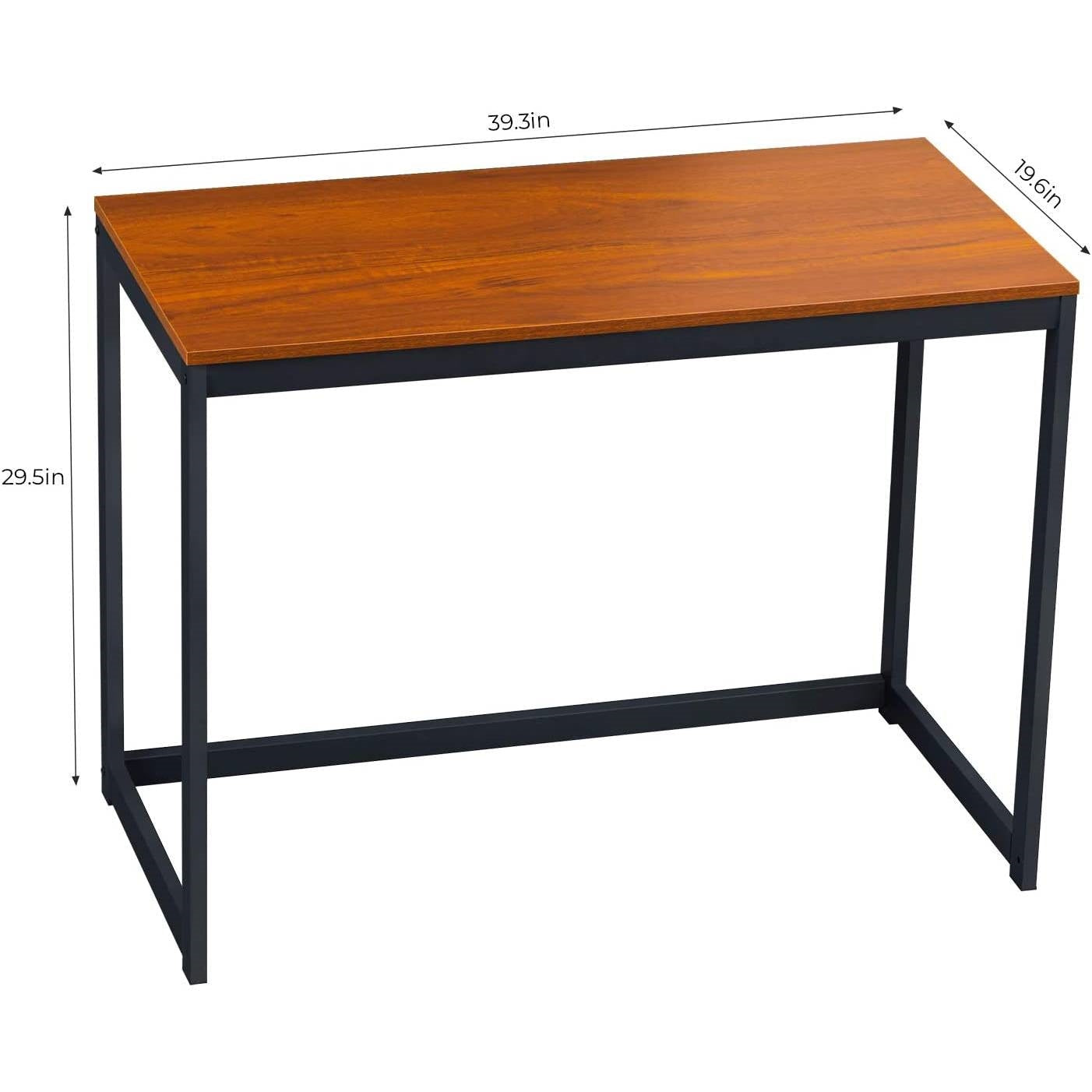 Office > Computer Desks - Compact Modern Home Office Laptop Computer Desk Table Metal Frame Wood Top