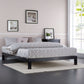 Bedroom > Bed Frames > Platform Beds - Queen Modern Black Metal Platform Bed Frame With Wooden Slats